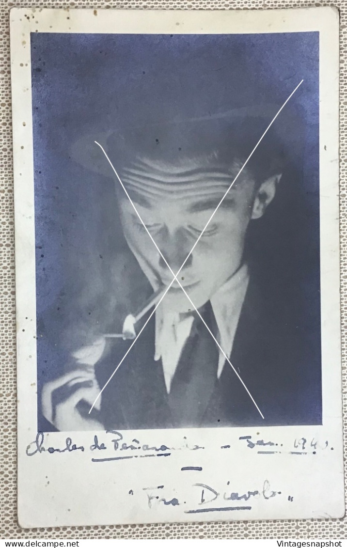 Portrait Intimiste D’un Fumeur Exode WW2 Texte Et Nom Au Verso CP PK Photo Datée Mai-juin 1940 - Anonieme Personen