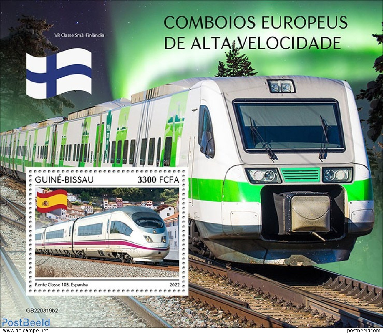 Guinea Bissau 2022 European Speed Trains, Mint NH, History - Transport - Flags - Railways - Trenes