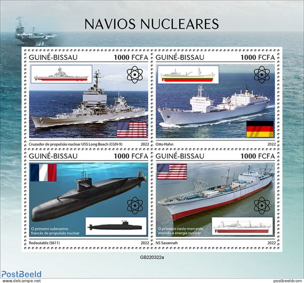Guinea Bissau 2022 Nuclear-Powered Ships, Mint NH, History - Transport - Flags - Ships And Boats - Bateaux