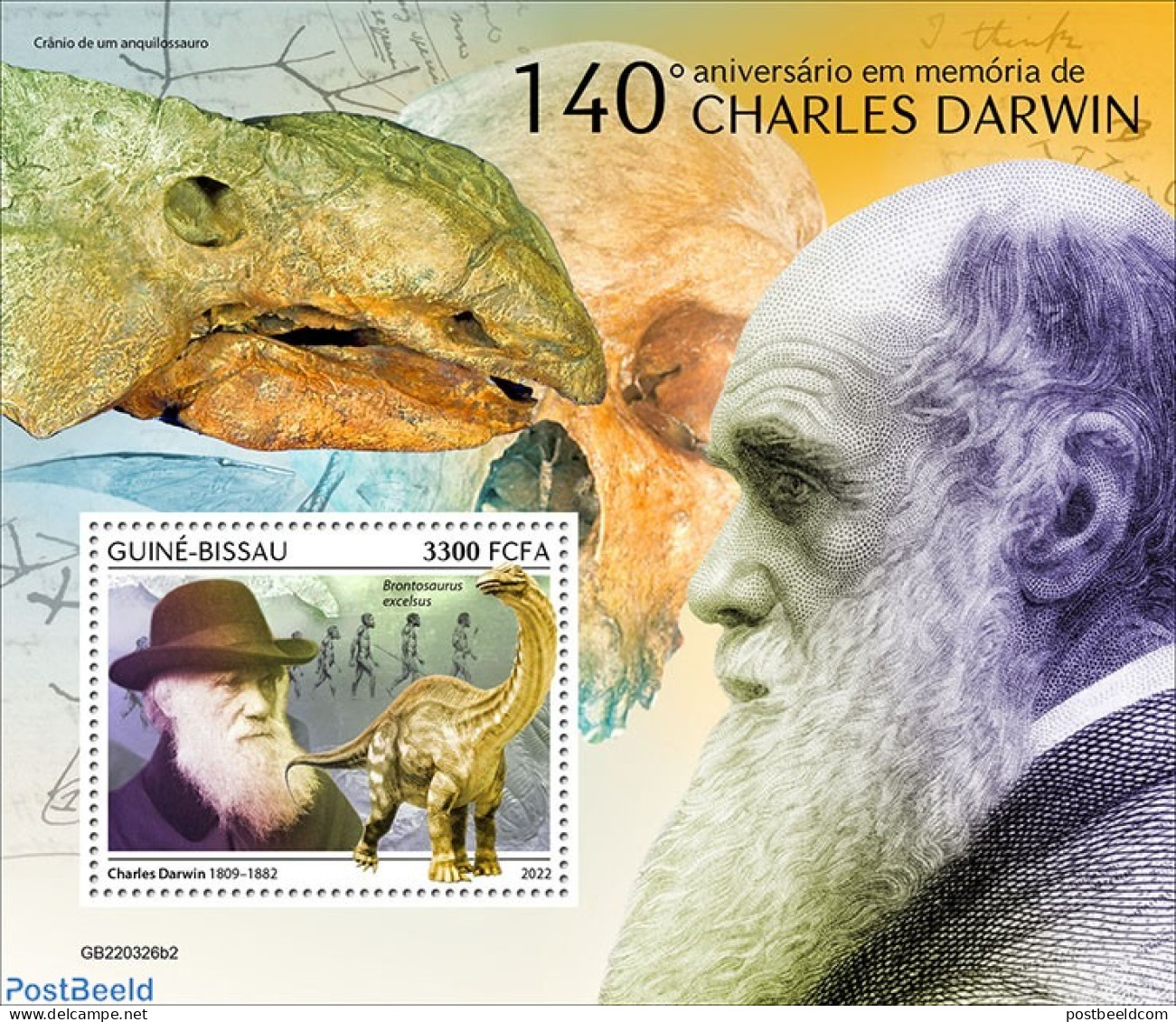 Guinea Bissau 2022 140th Memorial Anniversary Of Charles Darwin, Mint NH, History - Nature - Nobel Prize Winners - Pre.. - Nobel Prize Laureates