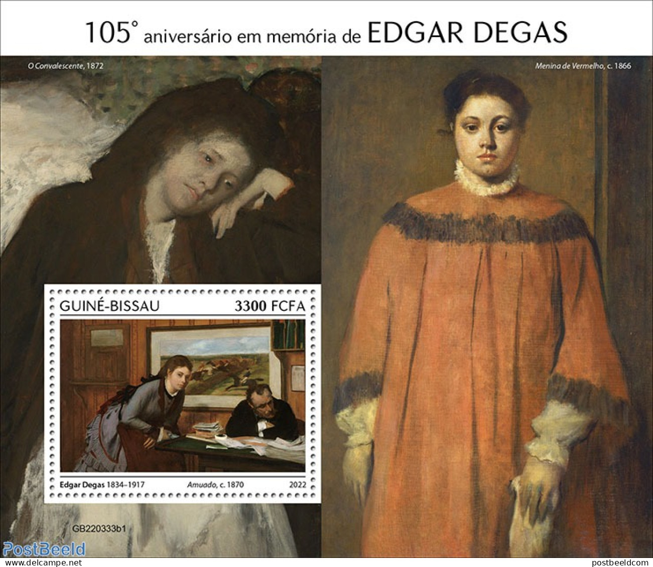 Guinea Bissau 2022 105th Memorial Anniversary Of Edgar Degas, Mint NH, Art - Edgar Degas - Paintings - Guinea-Bissau