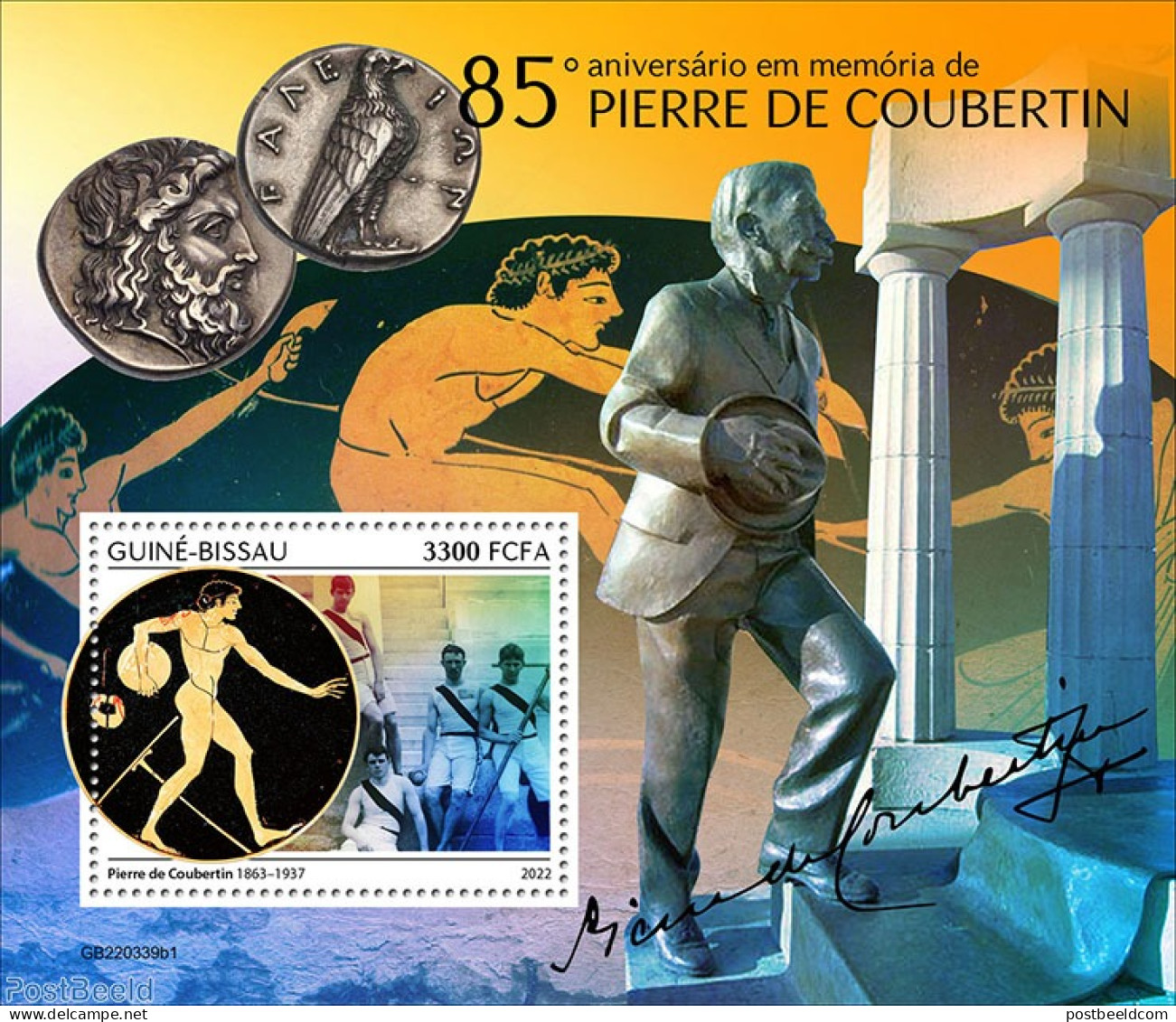 Guinea Bissau 2022 85th Memorial Anniversary Of Pierre De Coubertin, Mint NH, Sport - Olympic Games - Guinea-Bissau