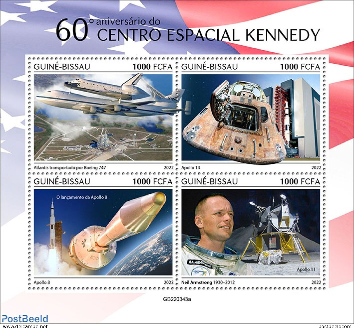 Guinea Bissau 2022 60th Anniversary Of Kennedy Space Center, Mint NH, Transport - Space Exploration - Guinea-Bissau