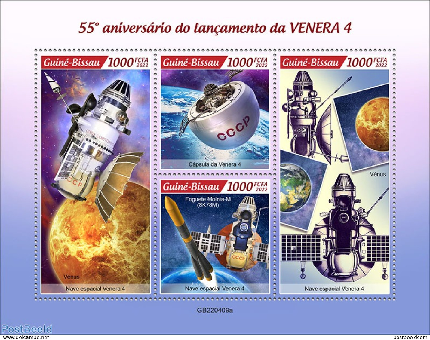 Guinea Bissau 2022 55th Anniversary Of The Launch Of Venera 4, Mint NH, Transport - Space Exploration - Guinea-Bissau