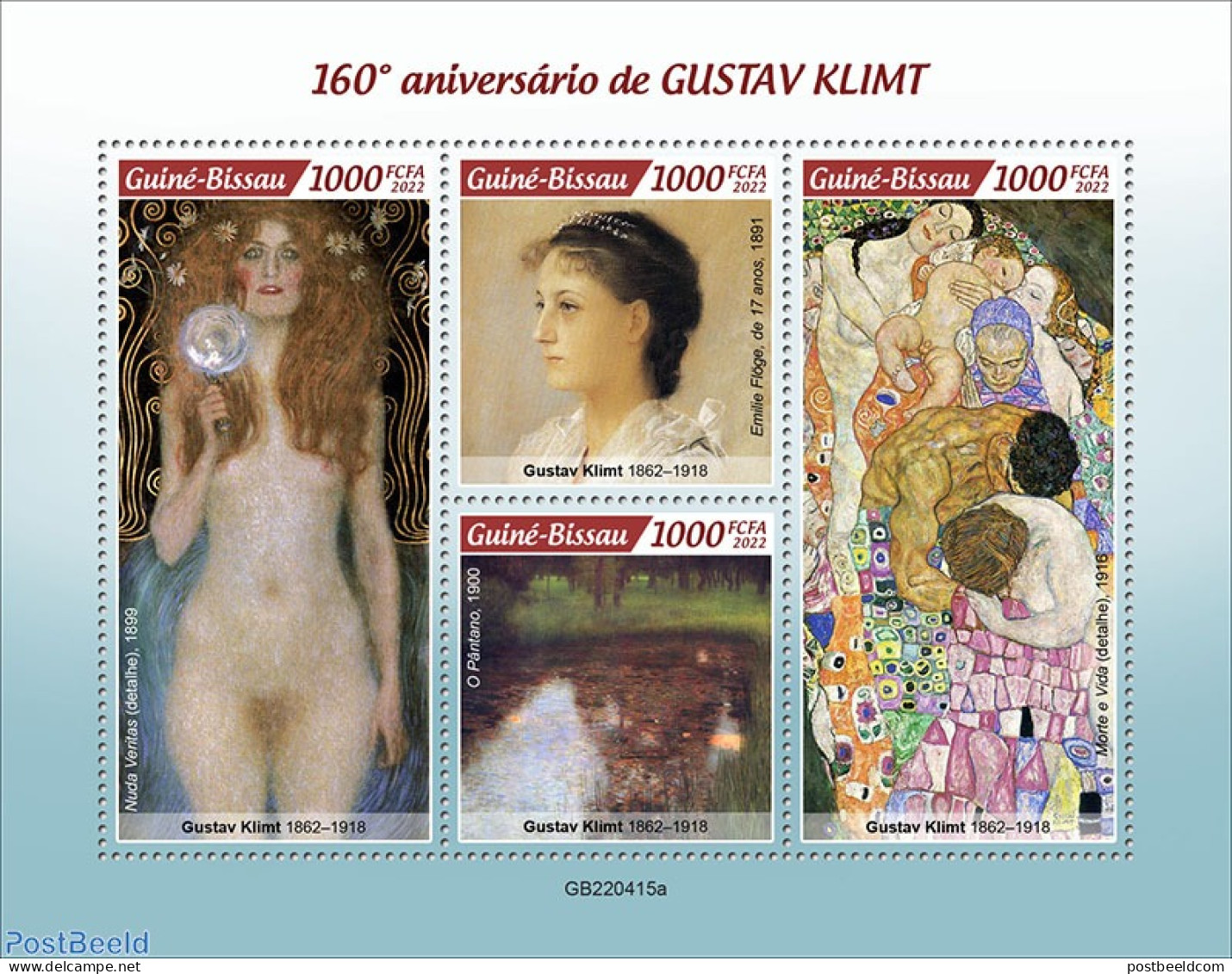 Guinea Bissau 2022 160th Anniversary Of Gustav Klimt, Mint NH, Art - Gustav Klimt - Paintings - Guinea-Bissau