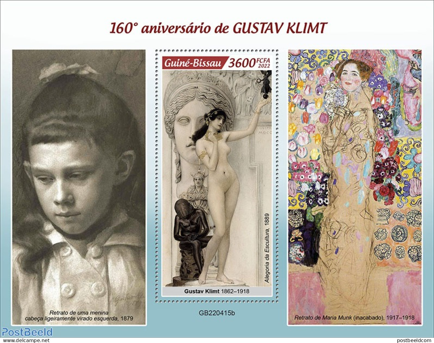 Guinea Bissau 2022 160th Anniversary Of Gustav Klimt, Mint NH, Art - Gustav Klimt - Paintings - Guinea-Bissau