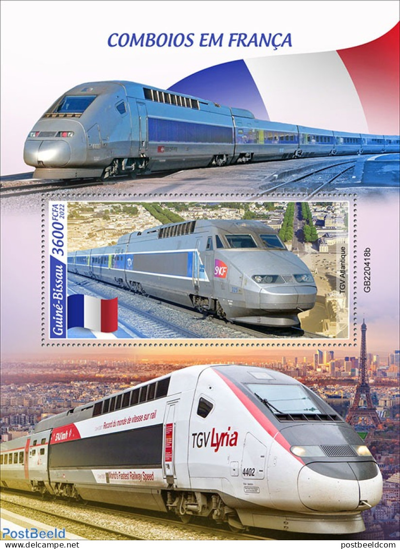 Guinea Bissau 2022 French Trains, Mint NH, Transport - Railways - Treni