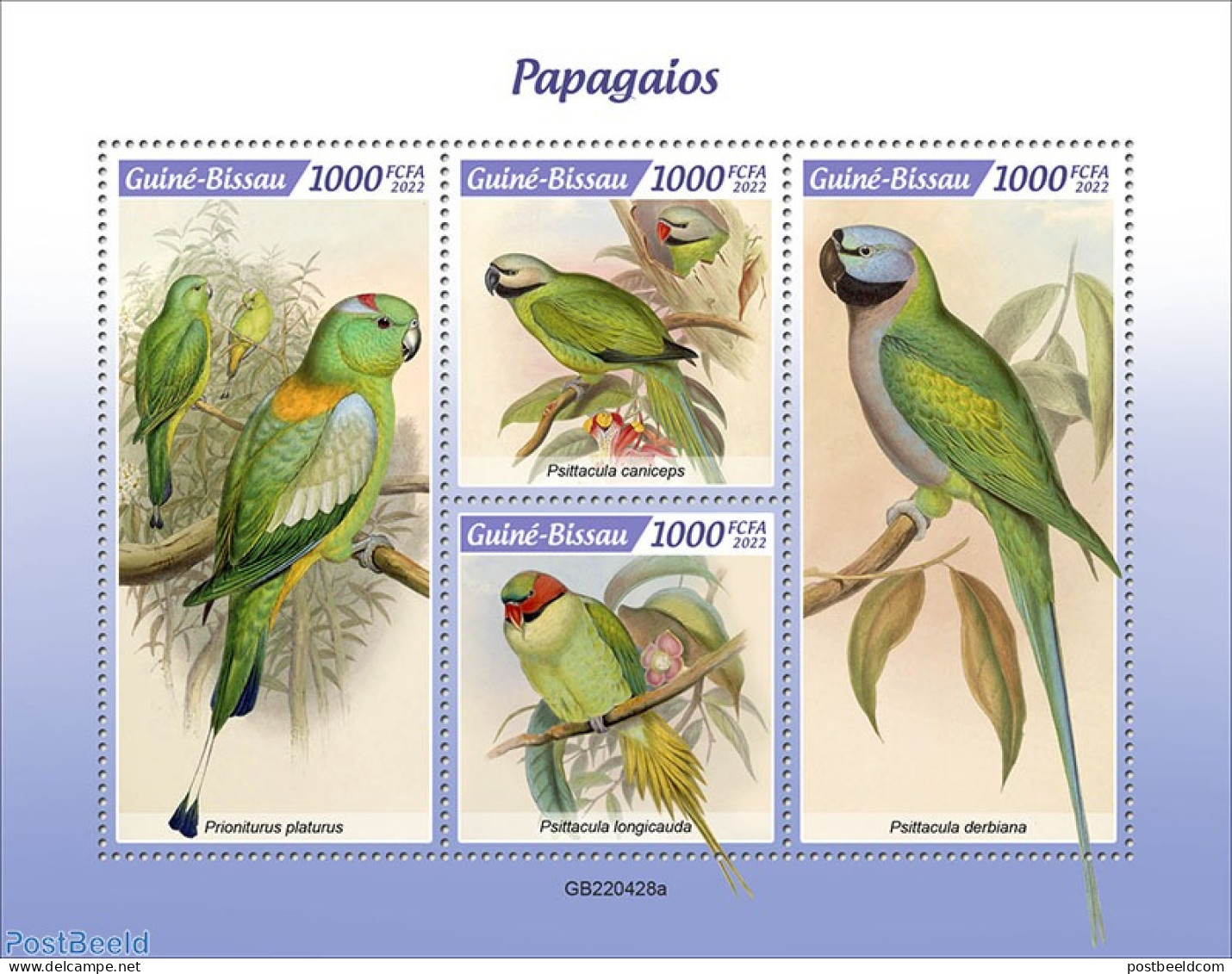 Guinea Bissau 2022 Parrots, Mint NH, Nature - Birds - Parrots - Guinea-Bissau