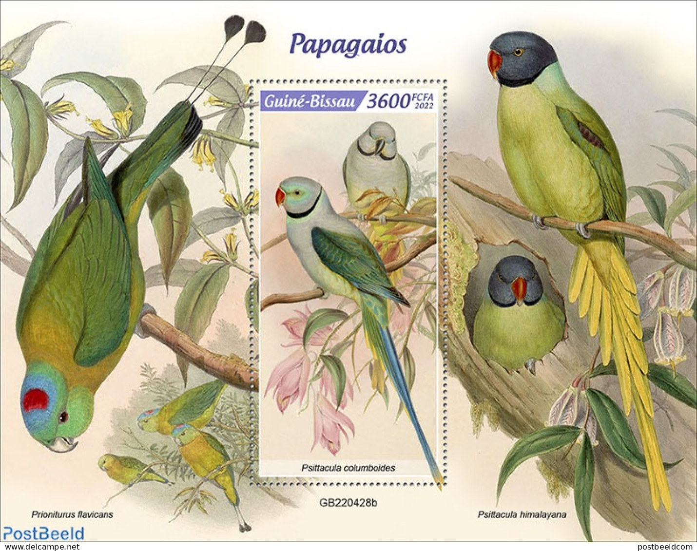 Guinea Bissau 2022 Parrots, Mint NH, Nature - Birds - Flowers & Plants - Parrots - Guinea-Bissau