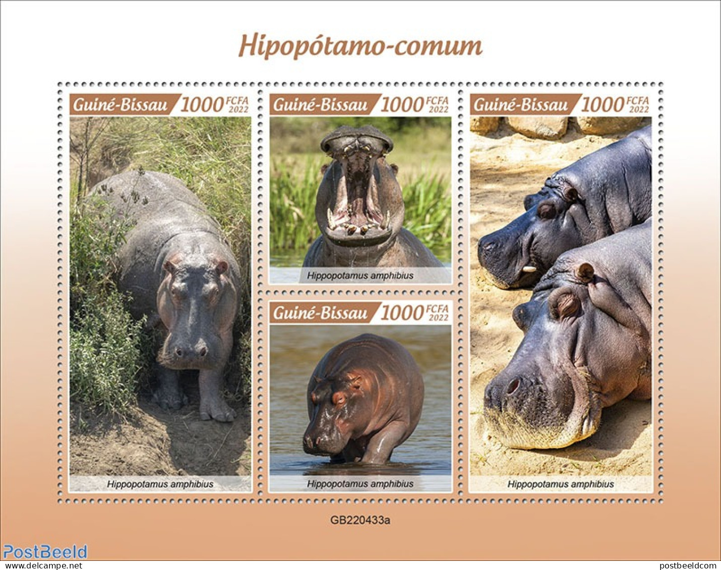 Guinea Bissau 2022 Hippos, Mint NH, Nature - Hippopotamus - Guinea-Bissau