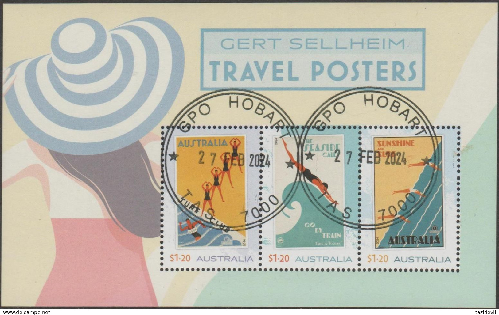 AUSTRALIA - USED 2024 $3.60 Gert Sellheim Travel Posters Souvenir Sheet - Gebraucht