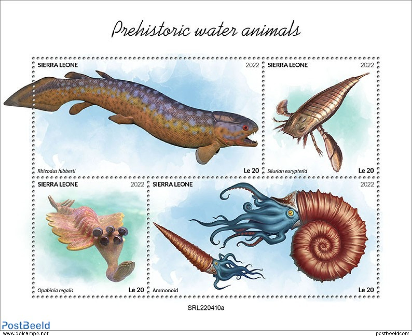 Sierra Leone 2022 Prehistoric Water Animals, Mint NH, Nature - Fish - Prehistoric Animals - Prehistory - Vissen