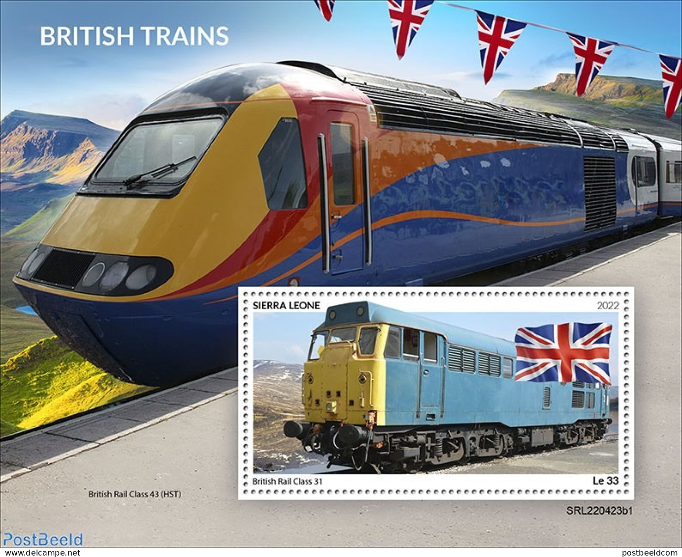 Sierra Leone 2022 British Trains, Mint NH, History - Transport - Flags - Railways - Eisenbahnen