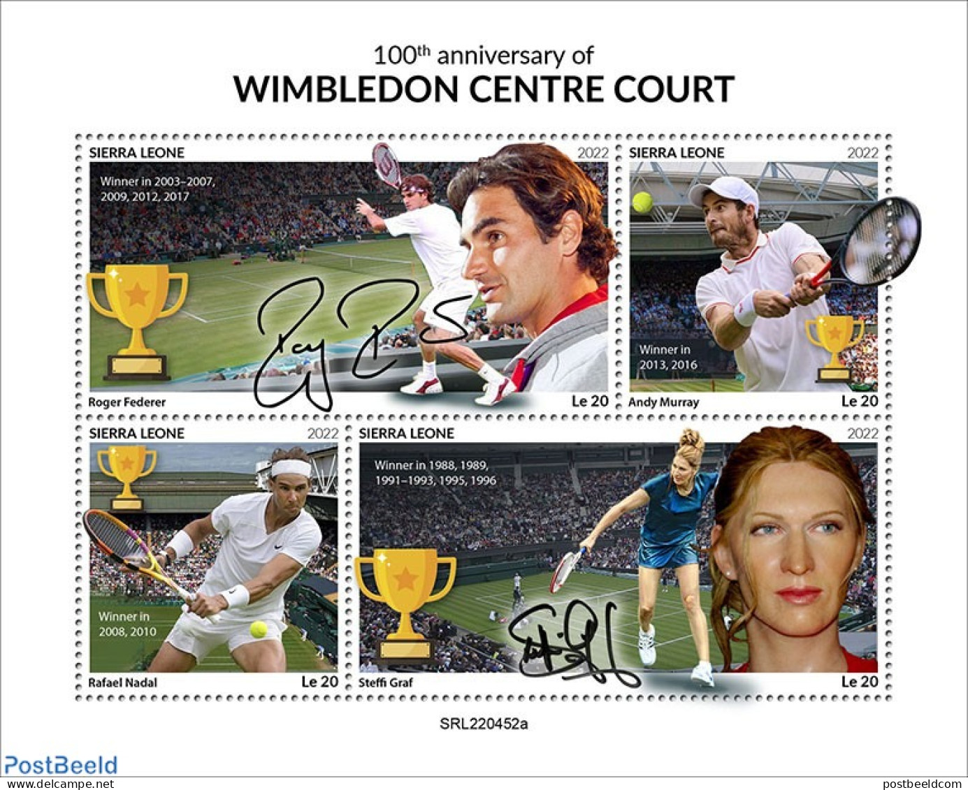 Sierra Leone 2022 100th Anniversary Of Wimbledon Centre Court, Mint NH, Sport - Tennis - Tennis