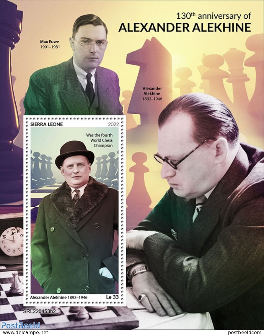 Sierra Leone 2022 130th Anniversary Of Alexander Alekhine, Mint NH, Sport - Chess - Schach