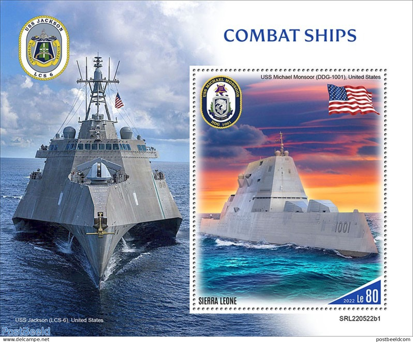 Sierra Leone 2022 Combat Ships, Mint NH, History - Transport - Militarism - Ships And Boats - Militaria