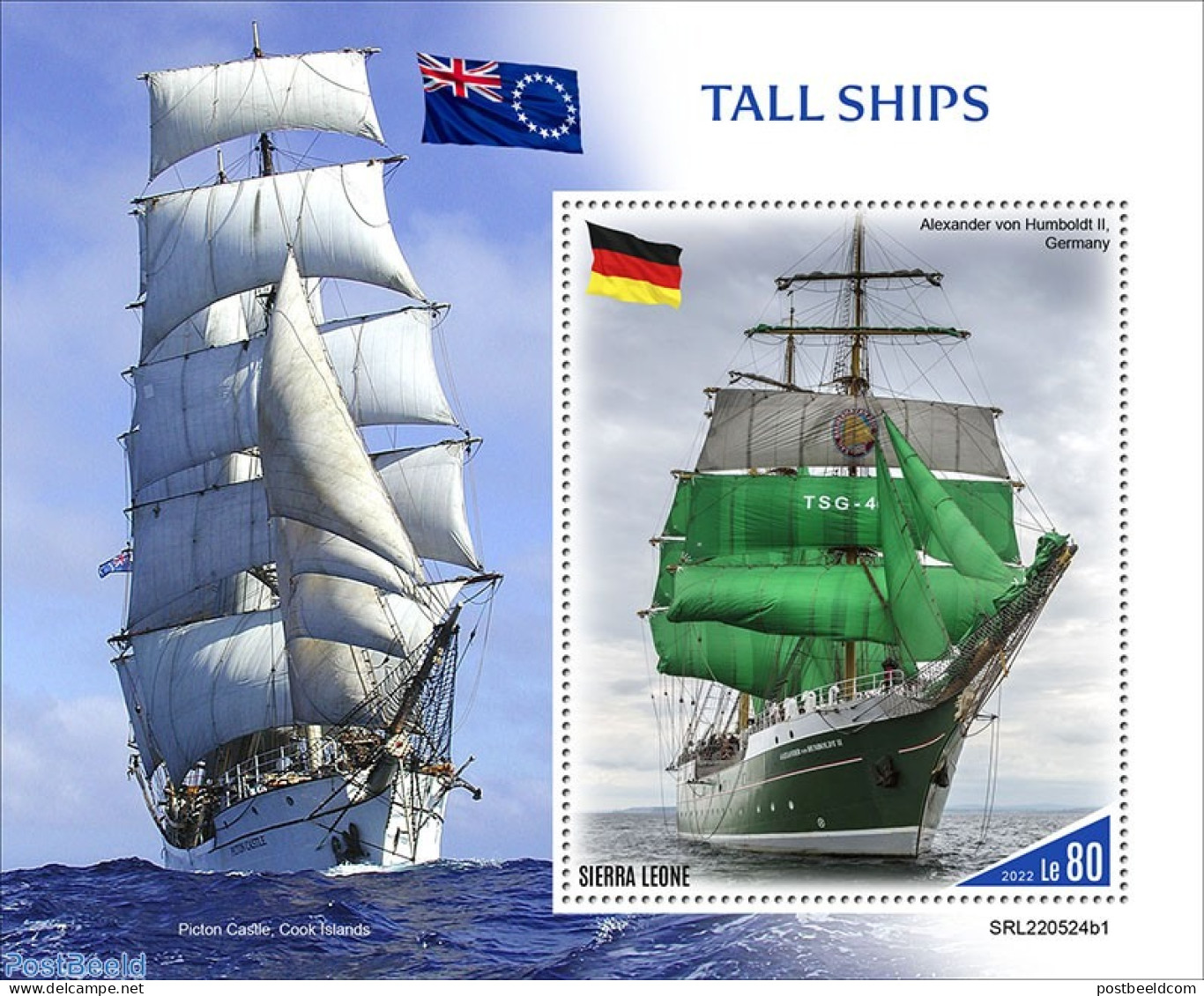 Sierra Leone 2022 Tall Ships , Mint NH, History - Transport - Flags - Ships And Boats - Bateaux