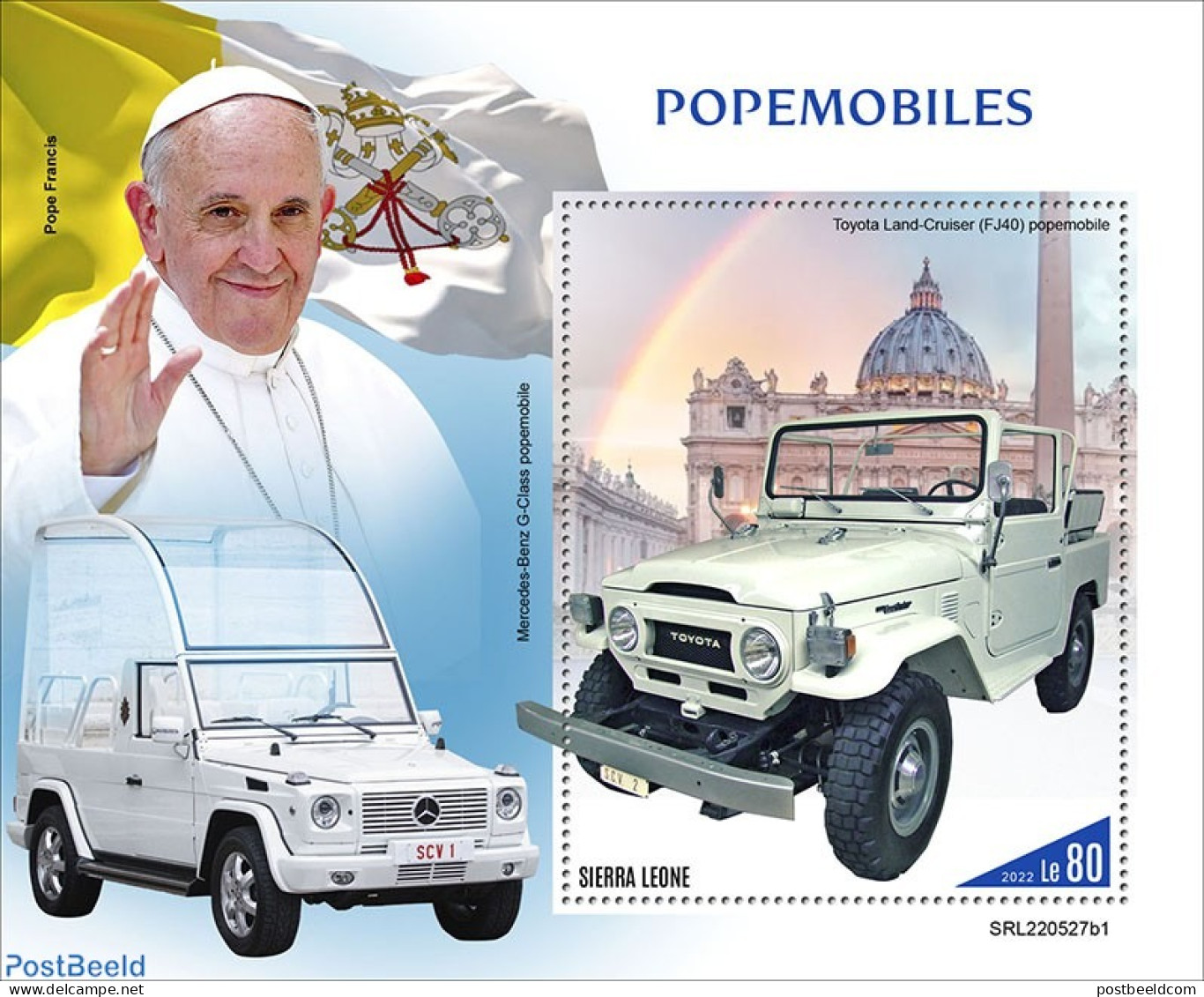 Sierra Leone 2022 Popemobiles, Mint NH, Religion - Transport - Pope - Automobiles - Papes