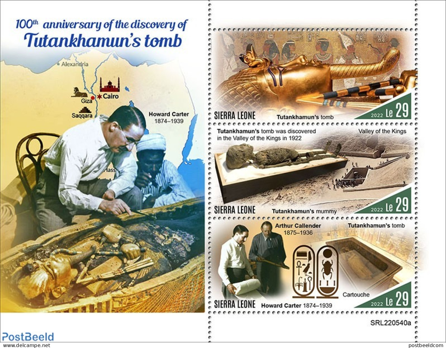 Sierra Leone 2022 100th Anniversary Of The Discovery Of Tutankhamun's Tomb, Mint NH, History - Explorers - Kings & Que.. - Esploratori