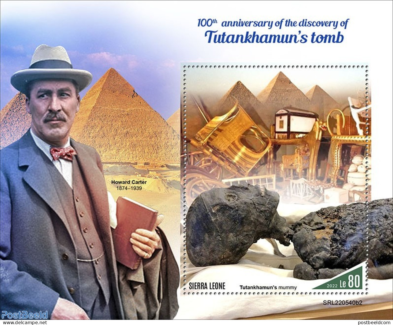 Sierra Leone 2022 100th Anniversary Of The Discovery Of Tutankhamun's Tomb, Mint NH, History - Explorers - Kings & Que.. - Explorateurs