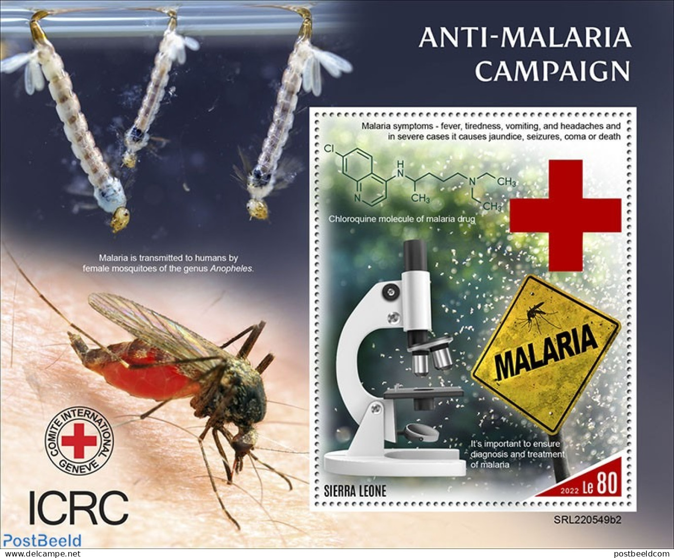 Sierra Leone 2022 Anti Malaria Campaign, Mint NH, Health - Nature - Red Cross - Insects - Rotes Kreuz