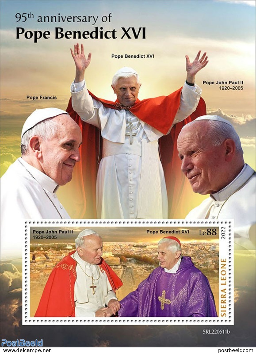 Sierra Leone 2022 95th Anniversary Of Pope Benedict XVI, Mint NH, Religion - Pope - Papi