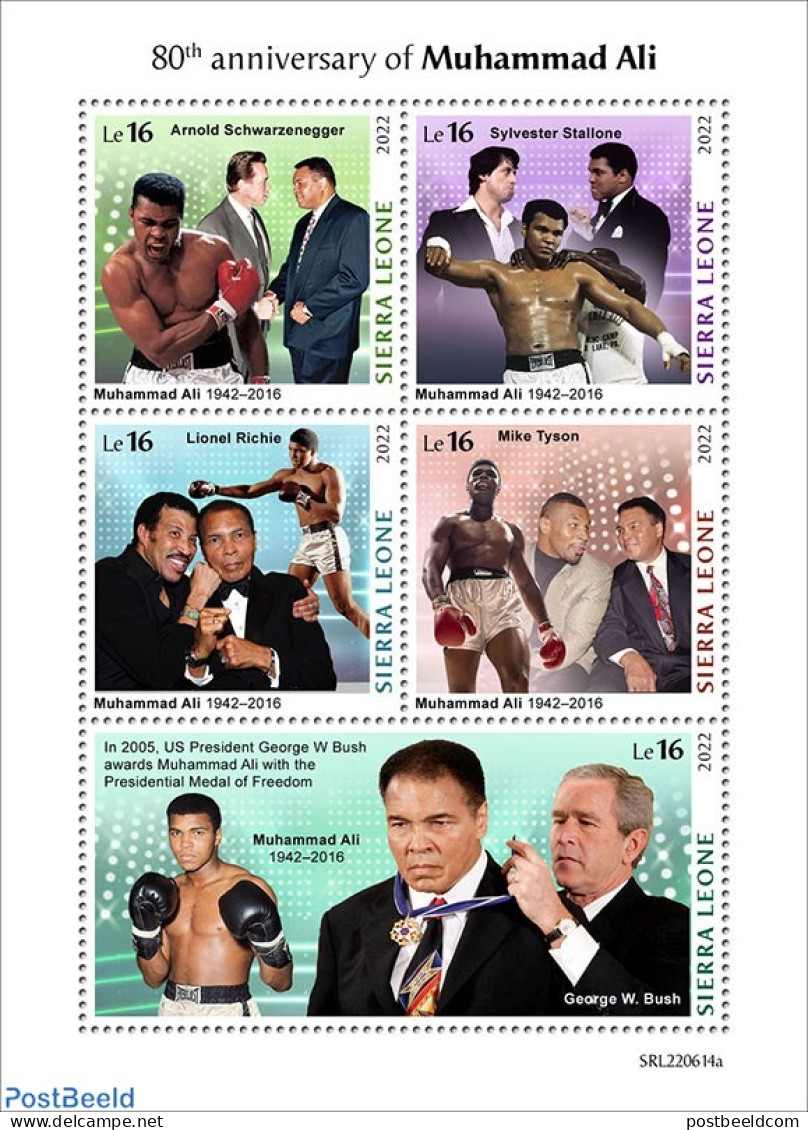 Sierra Leone 2022 80th Anniversary Of Muhammad Ali, Mint NH, History - Performance Art - Sport - American Presidents -.. - Schauspieler