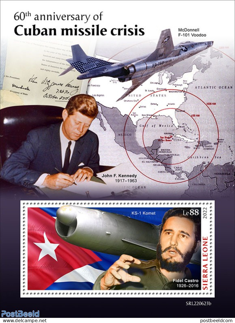 Sierra Leone 2022 60th Anniversary Of Cuban Missile Crisis, Mint NH, History - Transport - American Presidents - Milit.. - Militaria