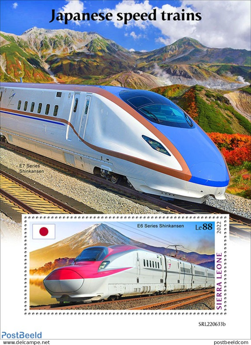 Sierra Leone 2022 Japanese Speed Trains, Mint NH, Sport - Transport - Mountains & Mountain Climbing - Railways - Bergsteigen