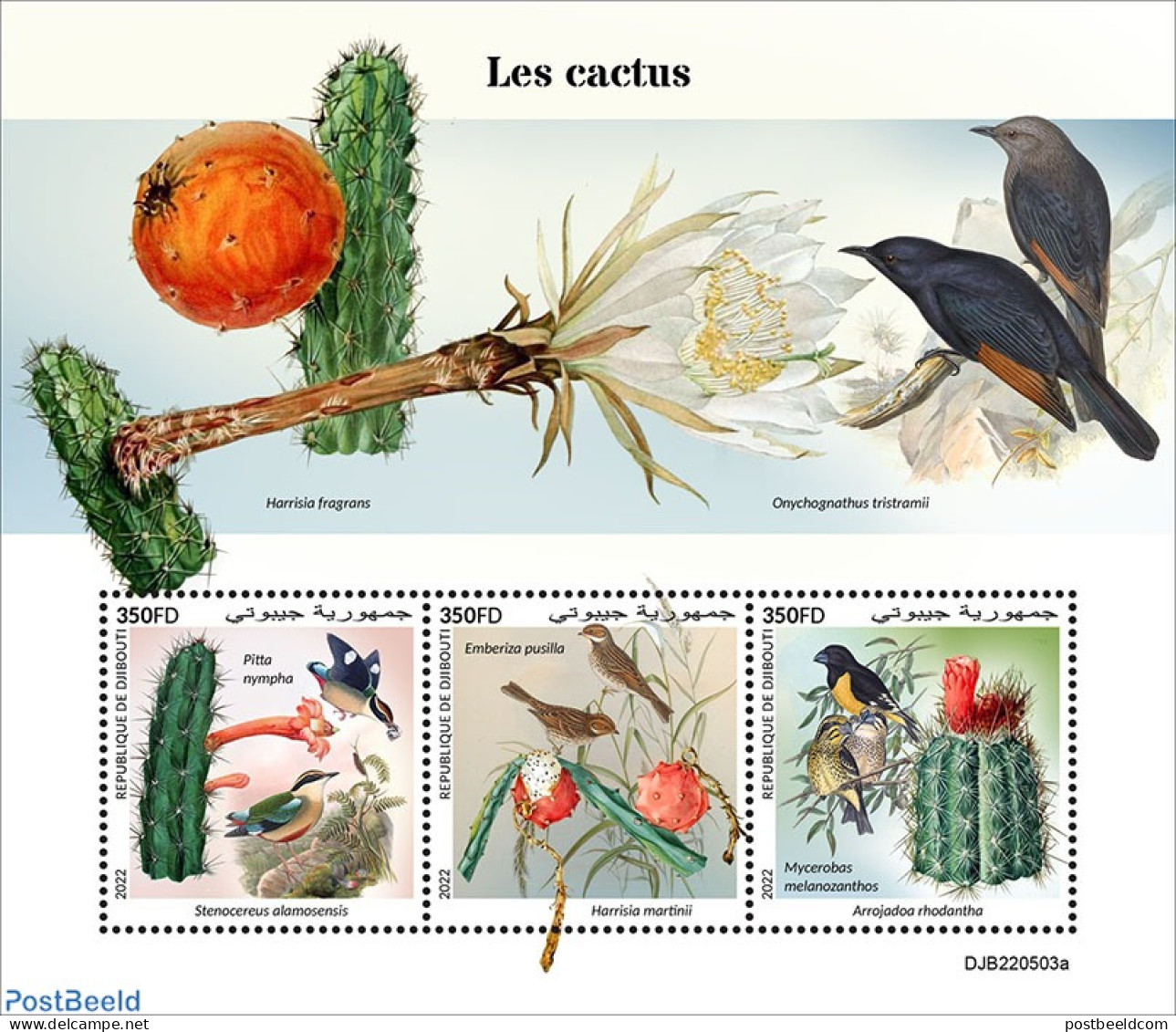 Djibouti 2022 Cactus, Mint NH, Nature - Birds - Cacti - Sukkulenten