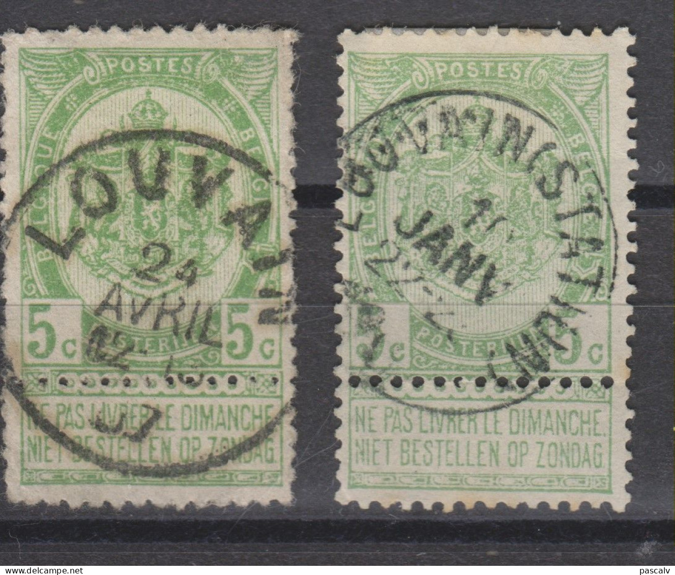 COB 56 Oblitération Centrale LOUVAIN + STATION - 1893-1907 Coat Of Arms