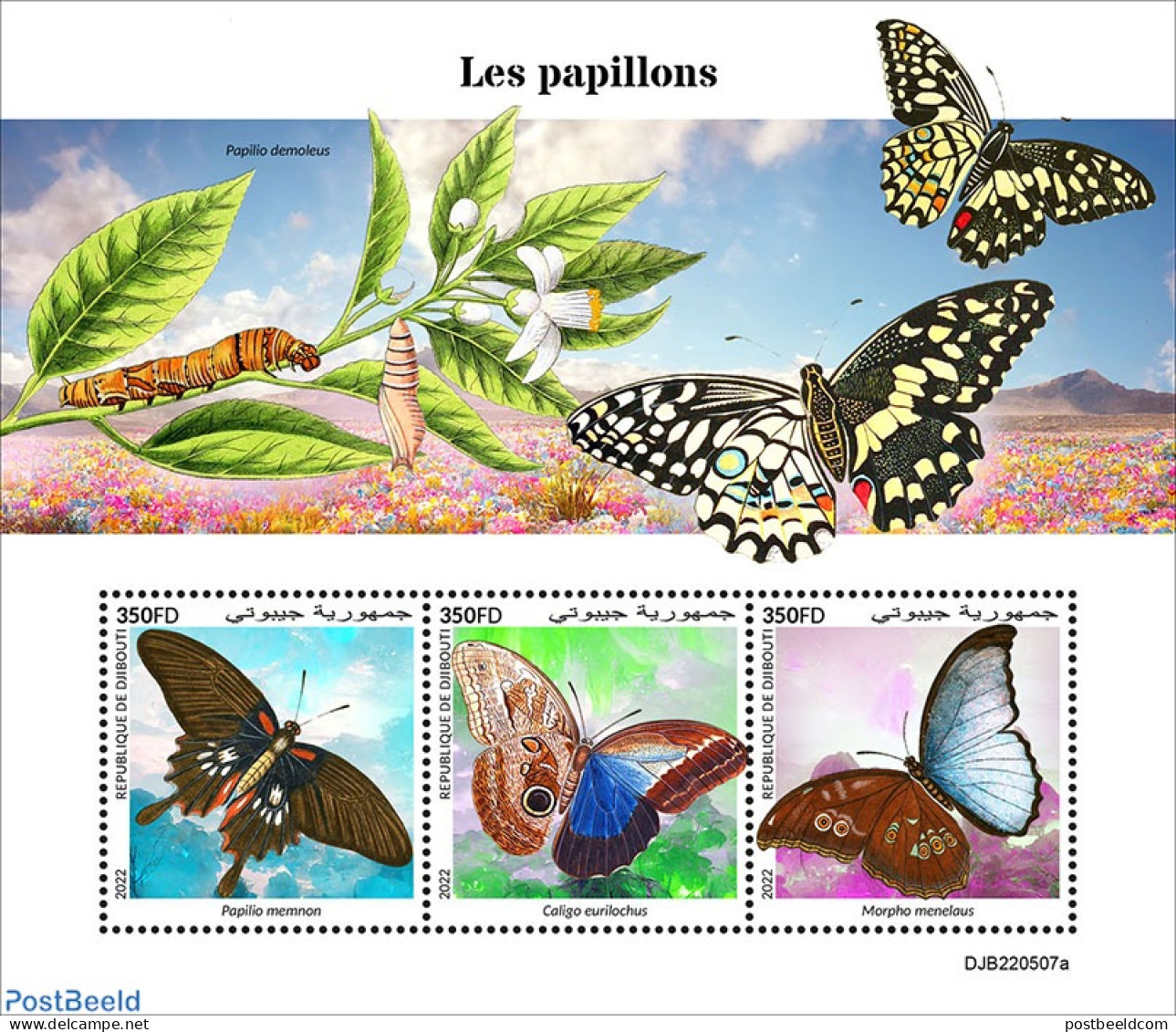 Djibouti 2022 Butterflies, Mint NH, Nature - Butterflies - Dschibuti (1977-...)