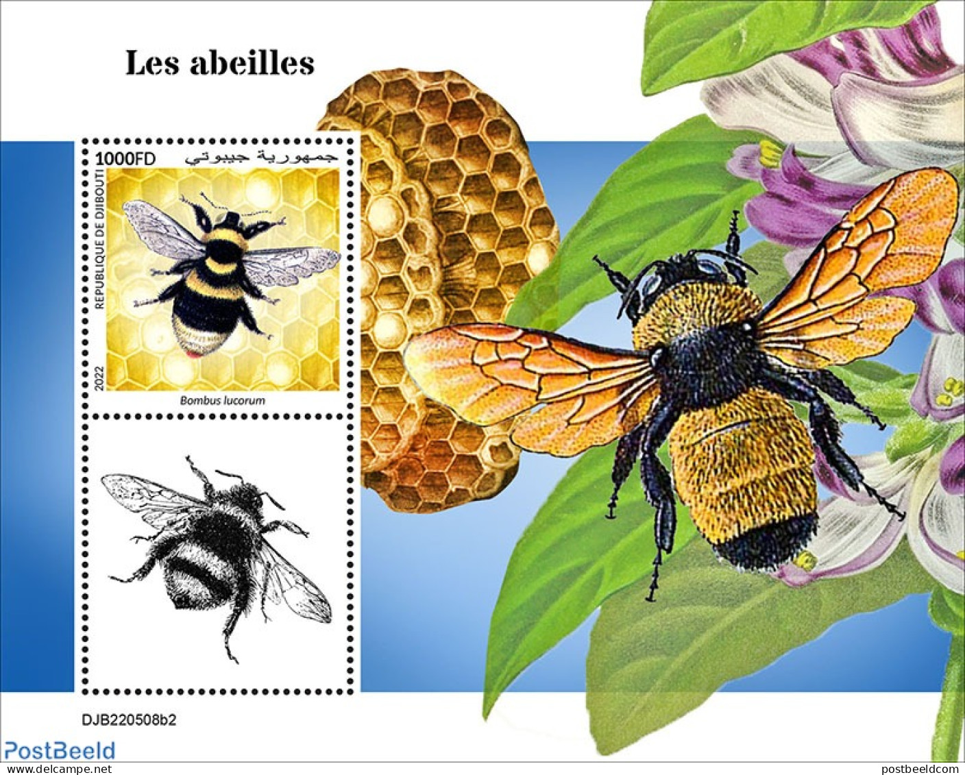 Djibouti 2022 Bees, Mint NH, Nature - Bees - Flowers & Plants - Djibouti (1977-...)