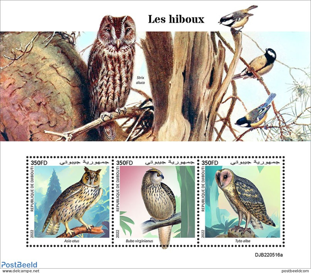 Djibouti 2022 Owls, Mint NH, Nature - Birds - Birds Of Prey - Owls - Dschibuti (1977-...)