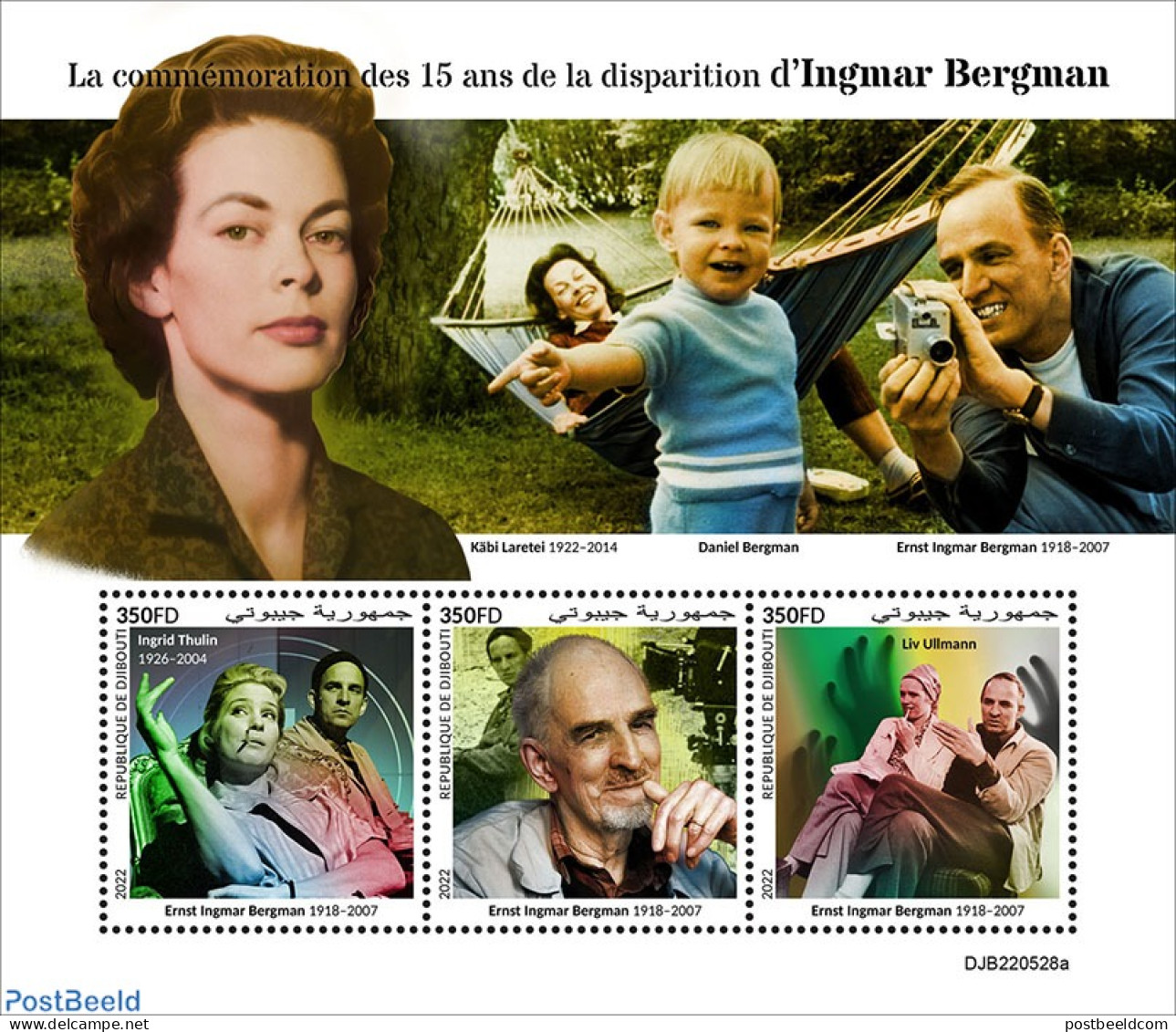 Djibouti 2022 Ingmar Bergman, Mint NH, Performance Art - Movie Stars - Schauspieler