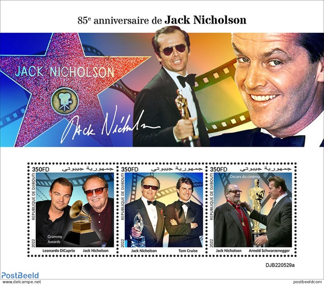 Djibouti 2022 85th Anniversary Of Jack Nicholson, Mint NH, History - Performance Art - Politicians - Movie Stars - Schauspieler