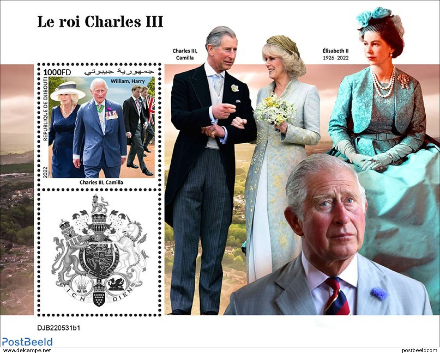 Djibouti 2022 King Charles III, Mint NH, History - Charles & Diana - Kings & Queens (Royalty) - Familles Royales