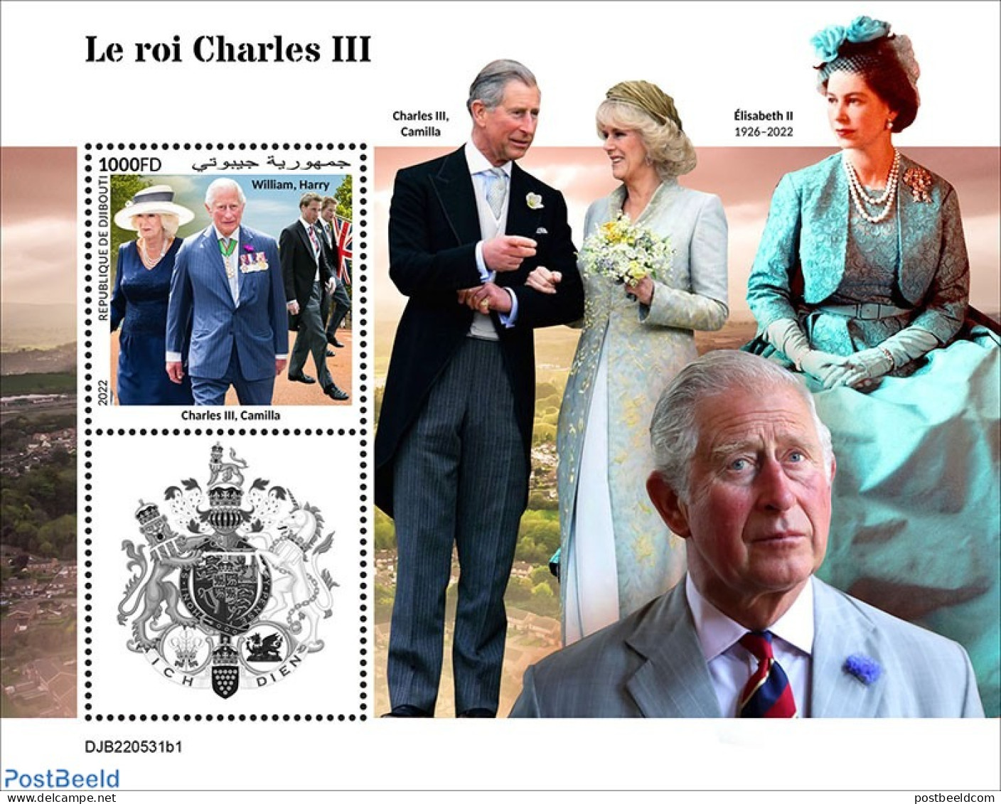 Djibouti 2022 King Charles III, Mint NH, History - Charles & Diana - Kings & Queens (Royalty) - Royalties, Royals