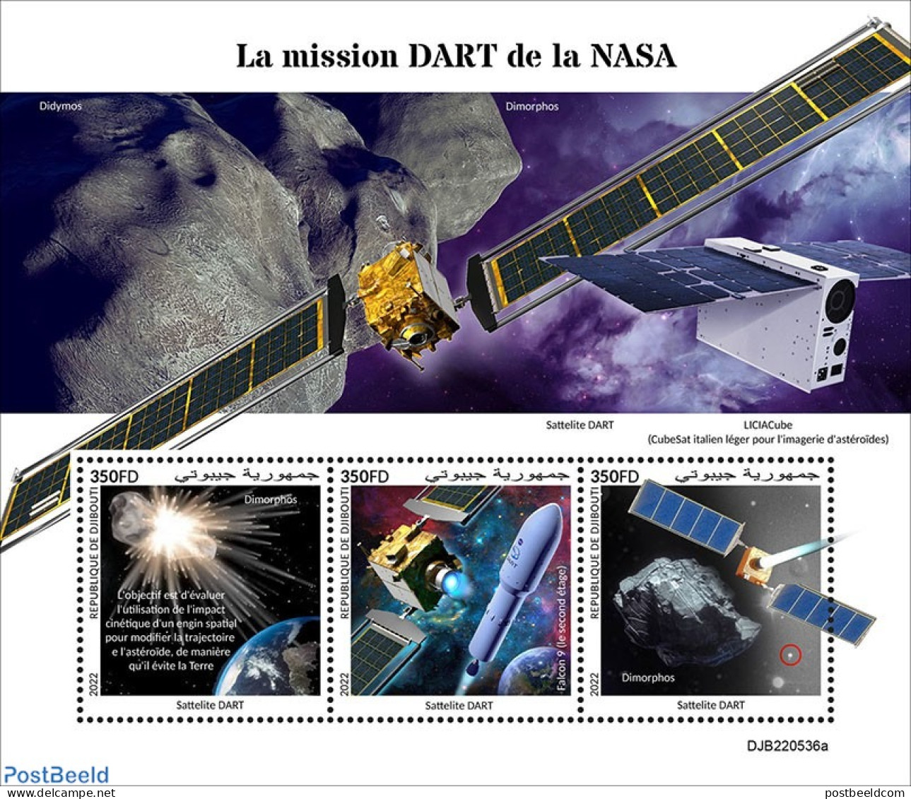 Djibouti 2022 DART Mission, Mint NH, Transport - Space Exploration - Yibuti (1977-...)