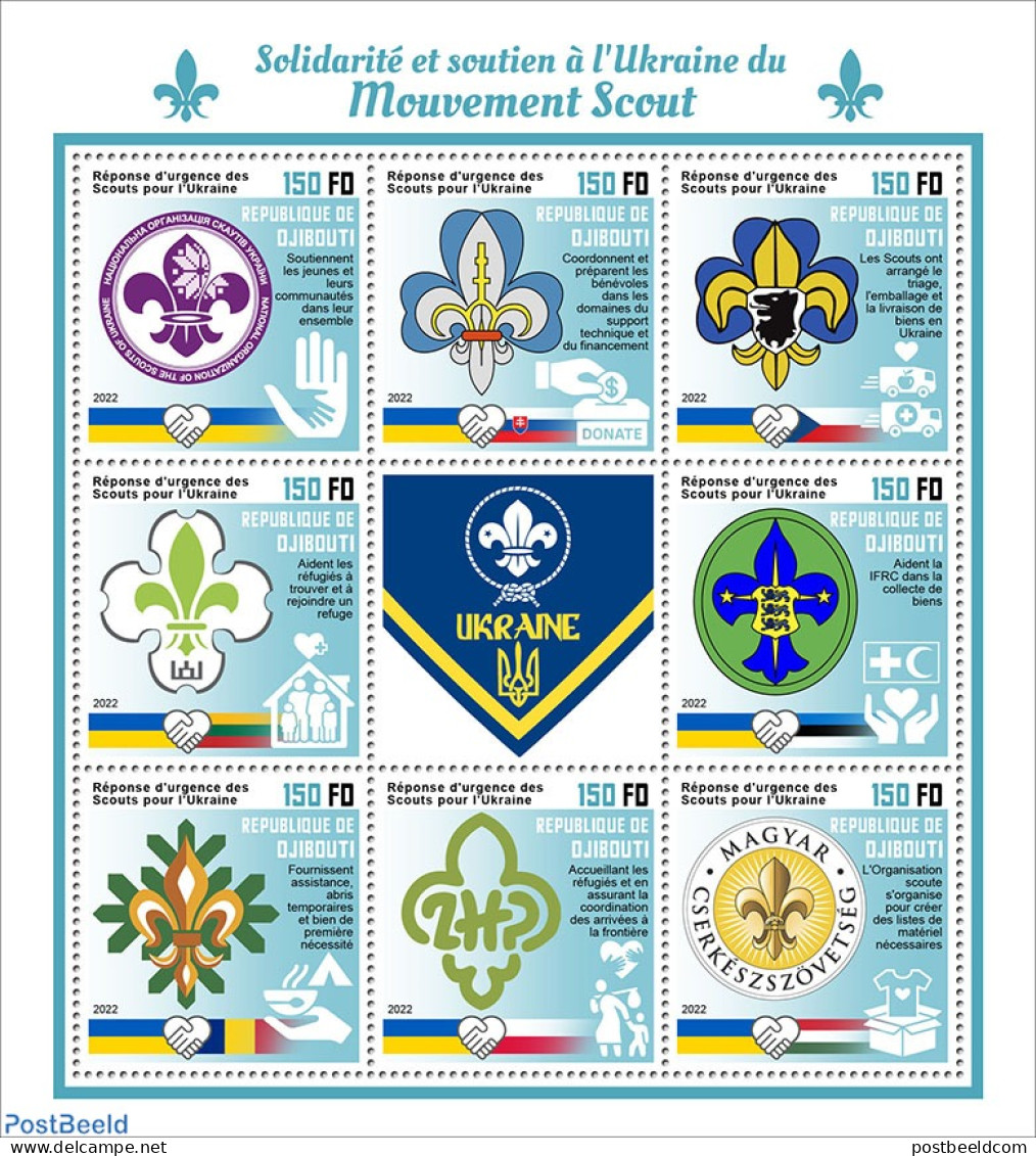 Djibouti 2022 Emergency Responce Of Scouts For Ukraine, Mint NH, History - Sport - Peace - Scouting - Yibuti (1977-...)