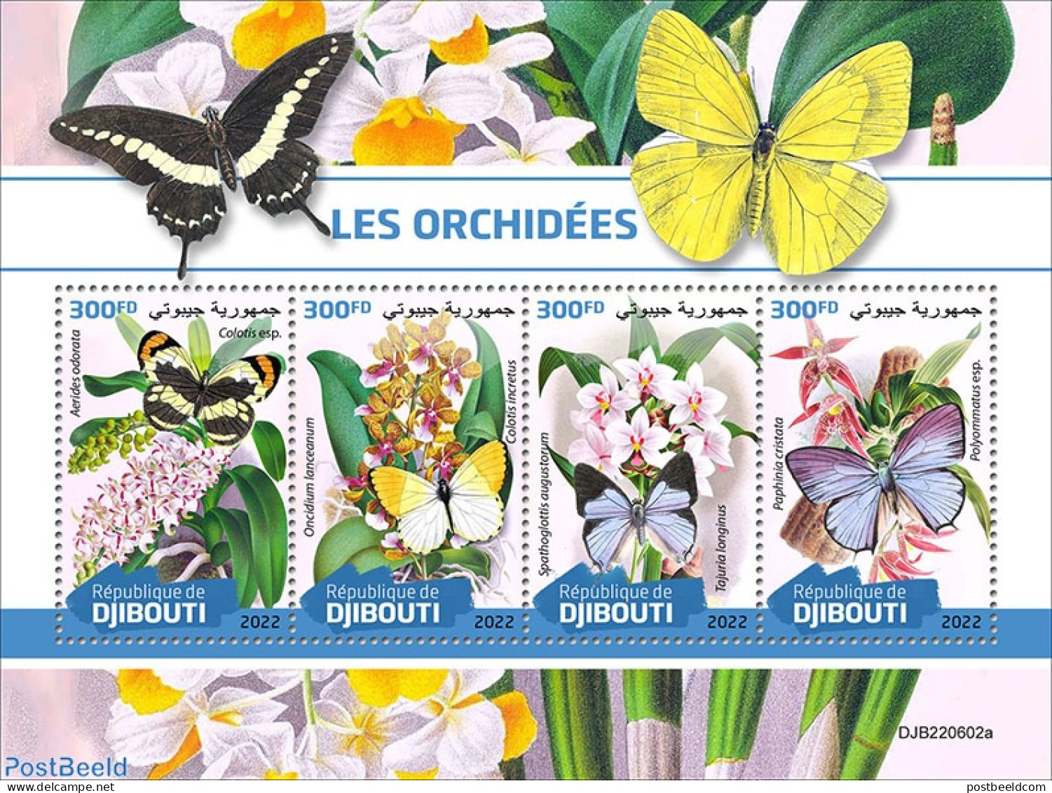 Djibouti 2022 Orchids, Mint NH, Nature - Butterflies - Orchids - Gibuti (1977-...)