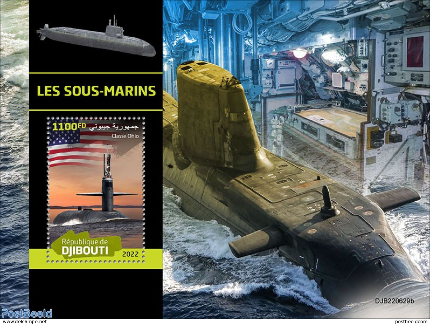 Djibouti 2022 Submarines, Mint NH, History - Transport - Flags - Militarism - Ships And Boats - Militaria