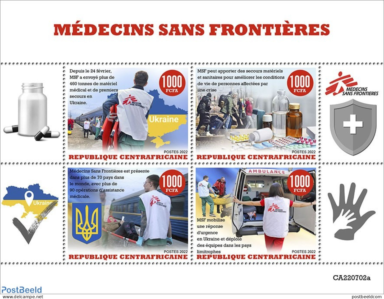 Central Africa 2022 Doctors Without Borders, Mint NH, Health - Centrafricaine (République)
