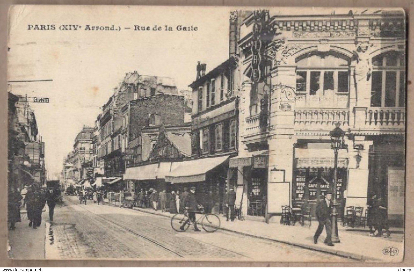 CPA 75 - PARIS - Rue De La Gaité - TB PLAN ANIMATION MAGASINS Café - Arrondissement: 14