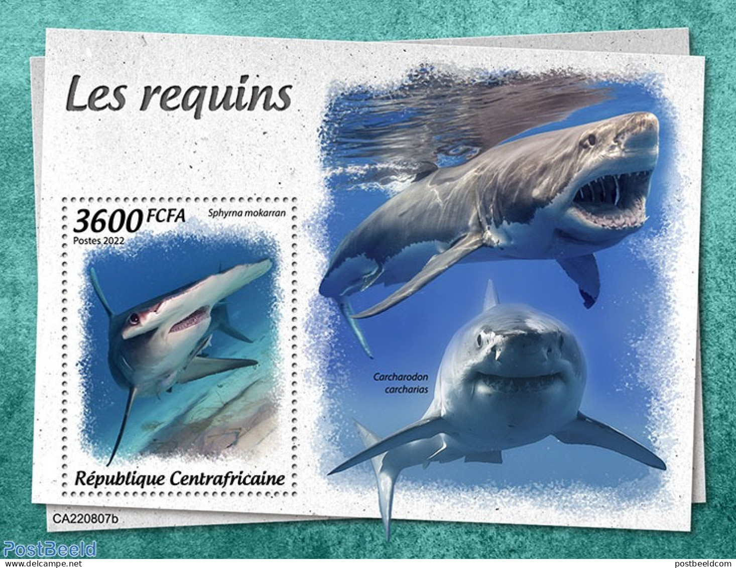 Central Africa 2022 Sharks, Mint NH, Nature - Sharks - Centrafricaine (République)