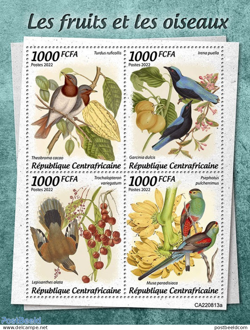 Central Africa 2022 Fruits And Birds, Mint NH, Nature - Birds - Flowers & Plants - Fruit - Obst & Früchte