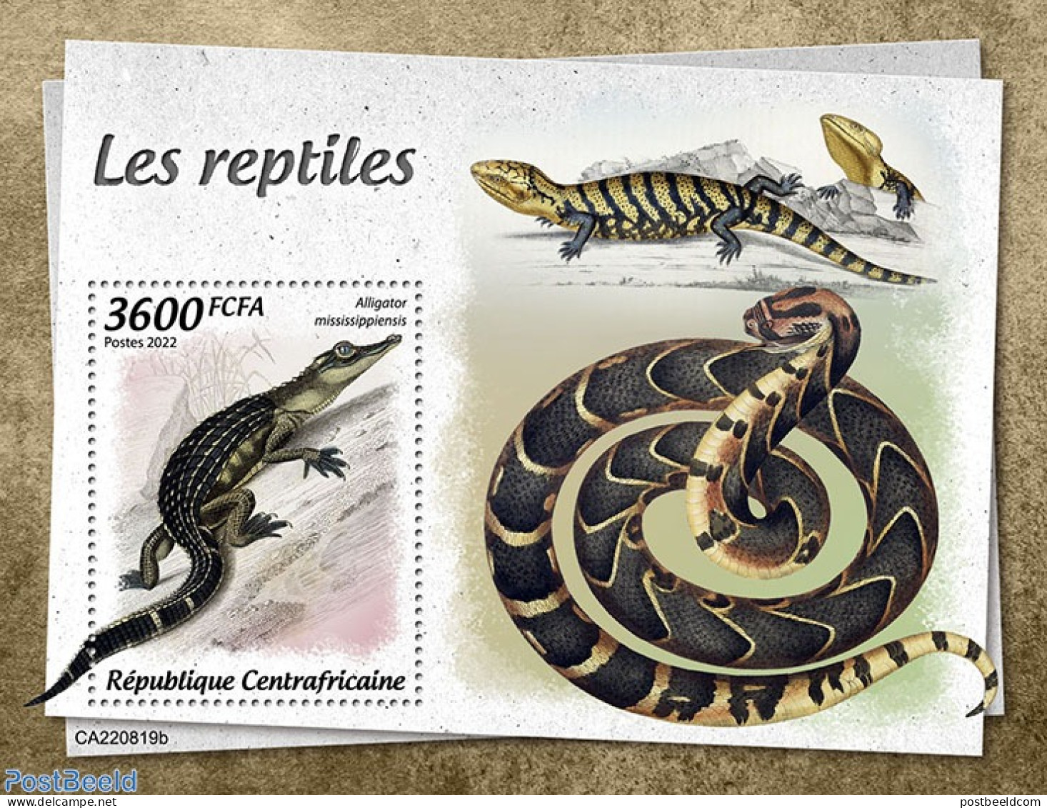 Central Africa 2022 Reptiles, Mint NH, Nature - Crocodiles - Snakes - Zentralafrik. Republik