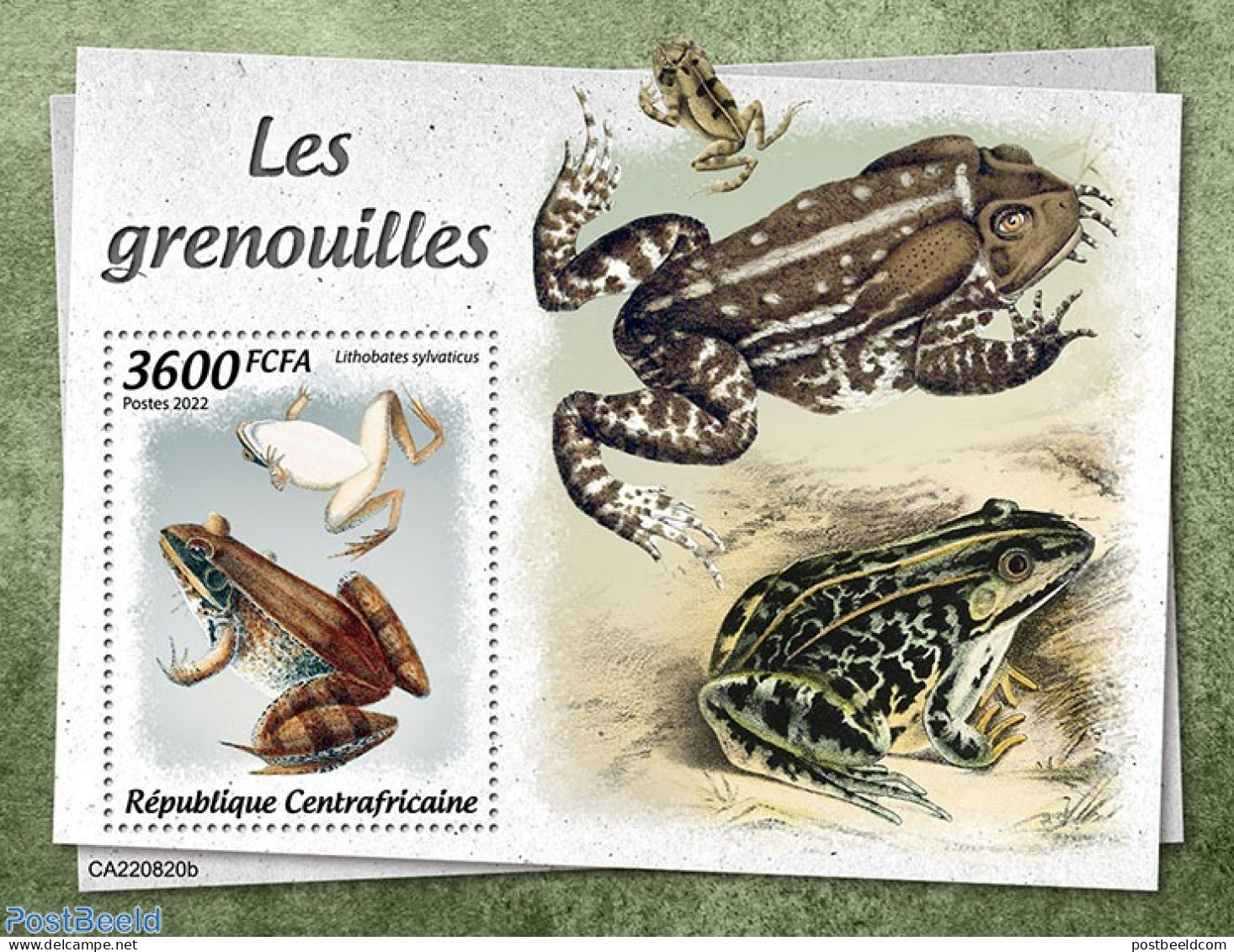 Central Africa 2022 Frogs, Mint NH, Nature - Frogs & Toads - Centrafricaine (République)