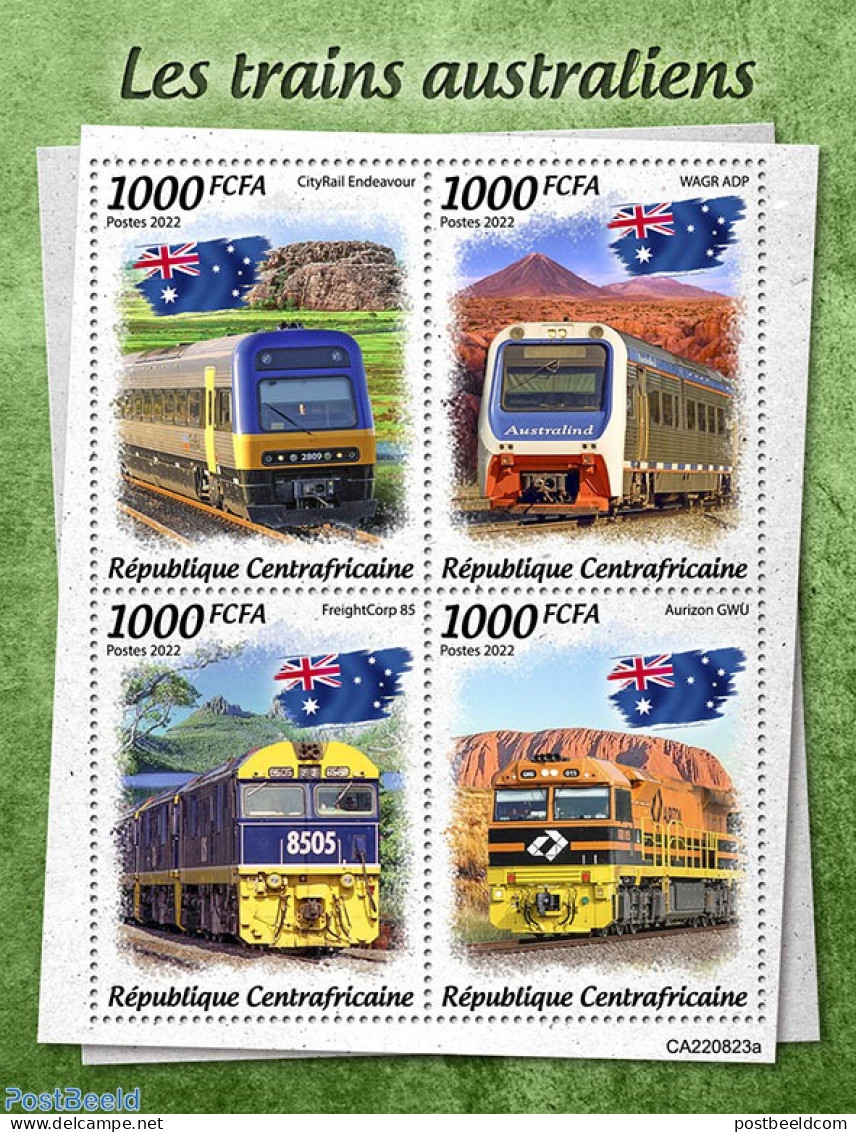 Central Africa 2022 Australian Trains, Mint NH, History - Sport - Transport - Flags - Mountains & Mountain Climbing - .. - Escalada