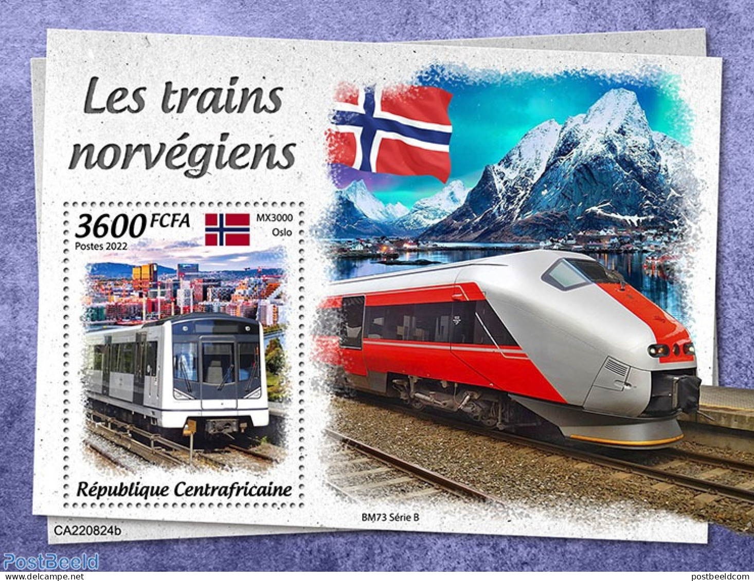 Central Africa 2022 Norwegian Trains, Mint NH, History - Sport - Transport - Flags - Mountains & Mountain Climbing - R.. - Bergsteigen